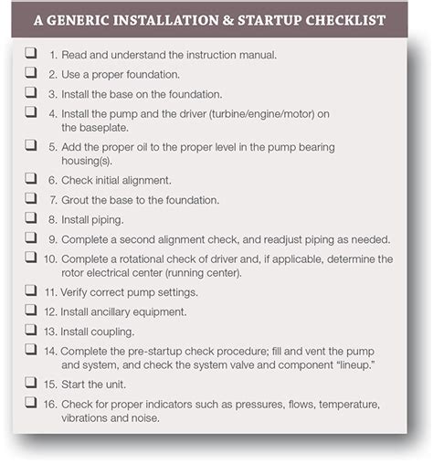 centrifugal pump start up procedure|pump installation checklist pdf.